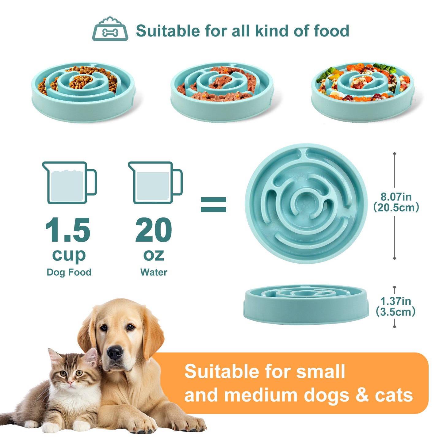 Slow Stop Bowl – Anti-Gulp Plastic Dog Feeder for Fast Eaters & Bloat Prevention