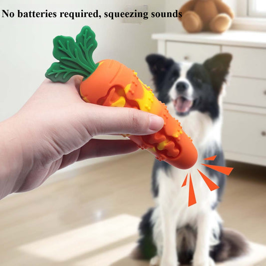 Crunch Carrot – Squeaky Silicone Dog Chew Toy for Boredom Relief & Teeth Cleaning