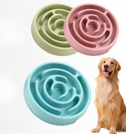 Slow Stop Bowl – Anti-Gulp Plastic Dog Feeder for Fast Eaters & Bloat Prevention