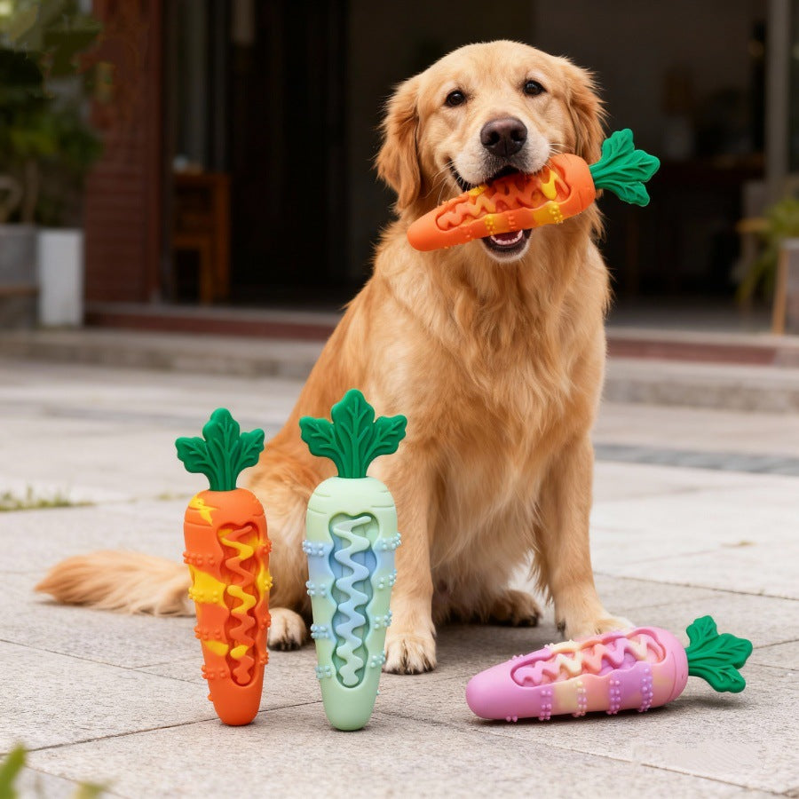 Crunch Carrot – Squeaky Silicone Dog Chew Toy for Boredom Relief & Teeth Cleaning