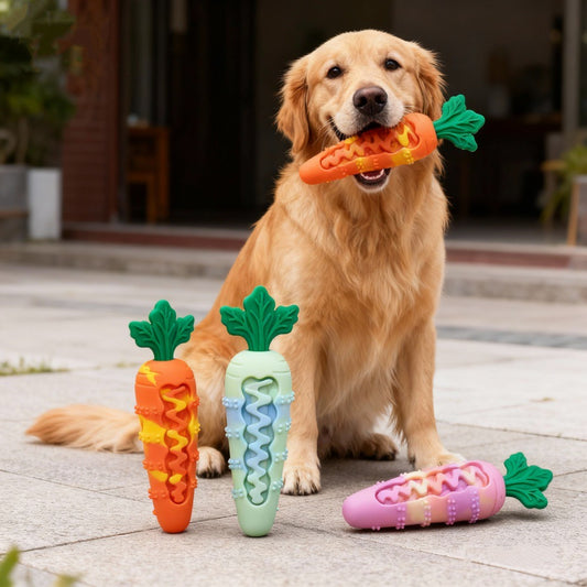 Crunch Carrot – Squeaky Silicone Dog Chew Toy for Boredom Relief & Teeth Cleaning