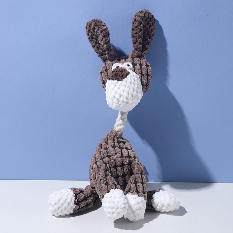 Durable Squeaky Knot Rope Dog Toy: Washable Cotton-Linen Plush with Built-in Squeaker for Interactive Play, Teeth Cleaning & Anxiety Relief (Squeaks to Attract Attention, Tough for Aggressive Chewers)
