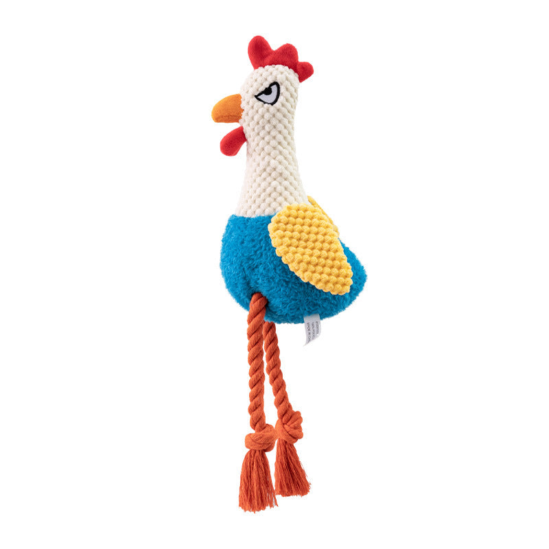 Cluck & Tug – Rooster Squeaky Plush Toy with Pull Rope for Interactive Dog Play