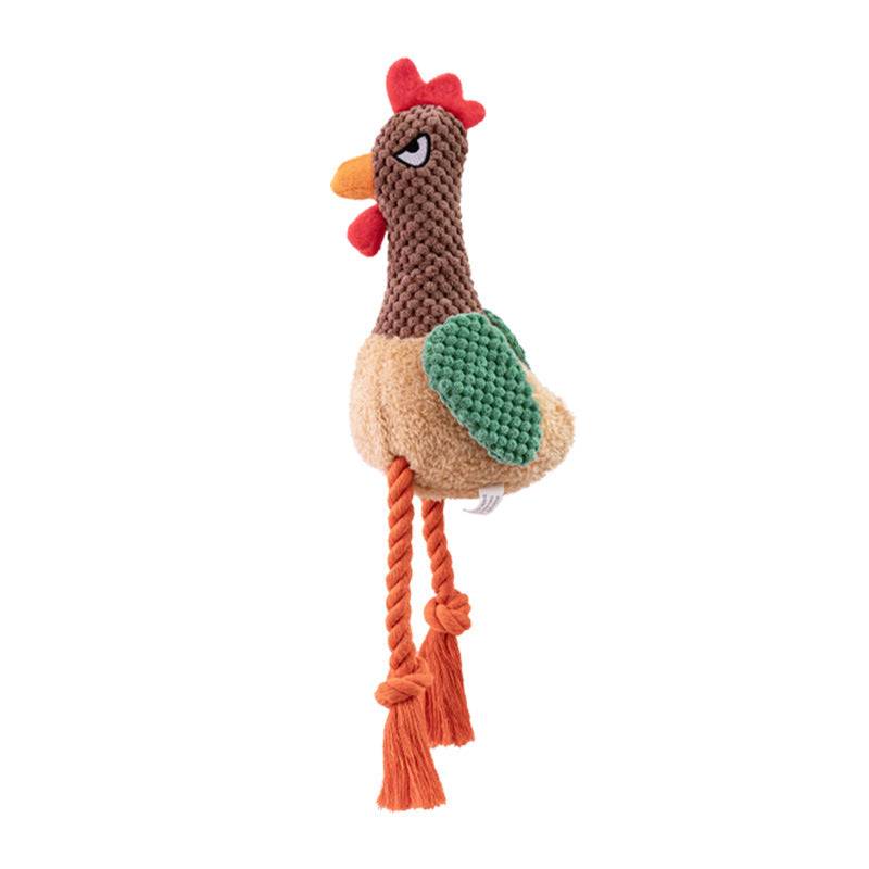 Cluck & Tug – Rooster Squeaky Plush Toy with Pull Rope for Interactive Dog Play