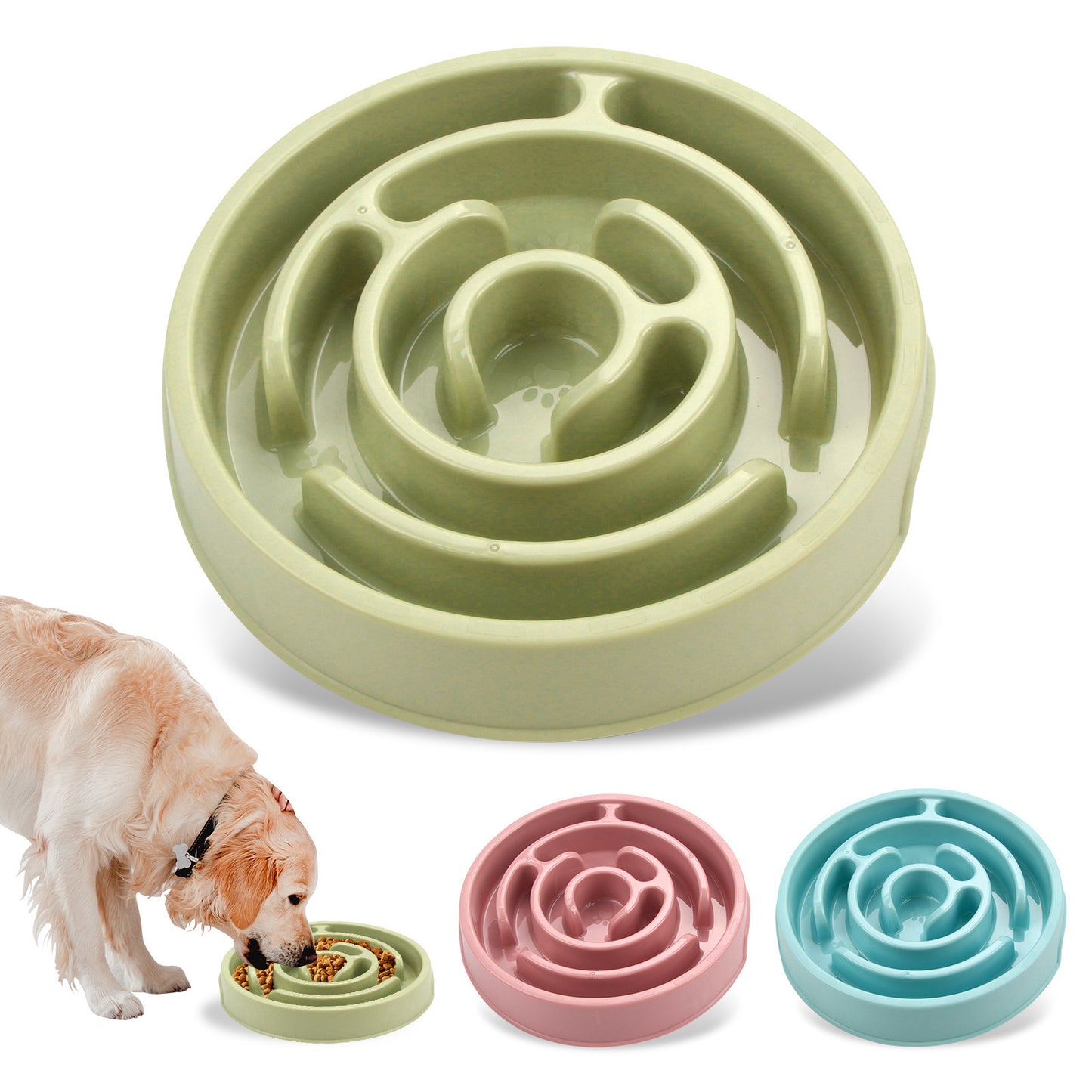 Slow Stop Bowl – Anti-Gulp Plastic Dog Feeder for Fast Eaters & Bloat Prevention